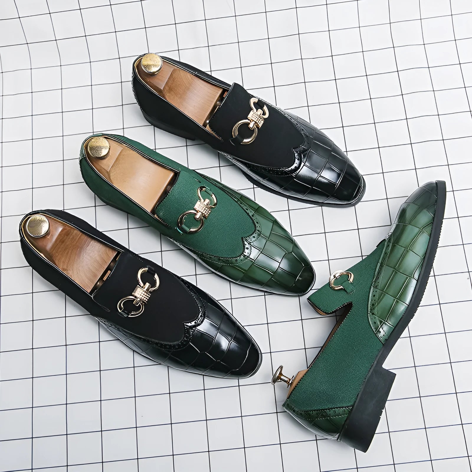 Men's black pointed toe Korean style PU leather business casual shoes with rubber sole