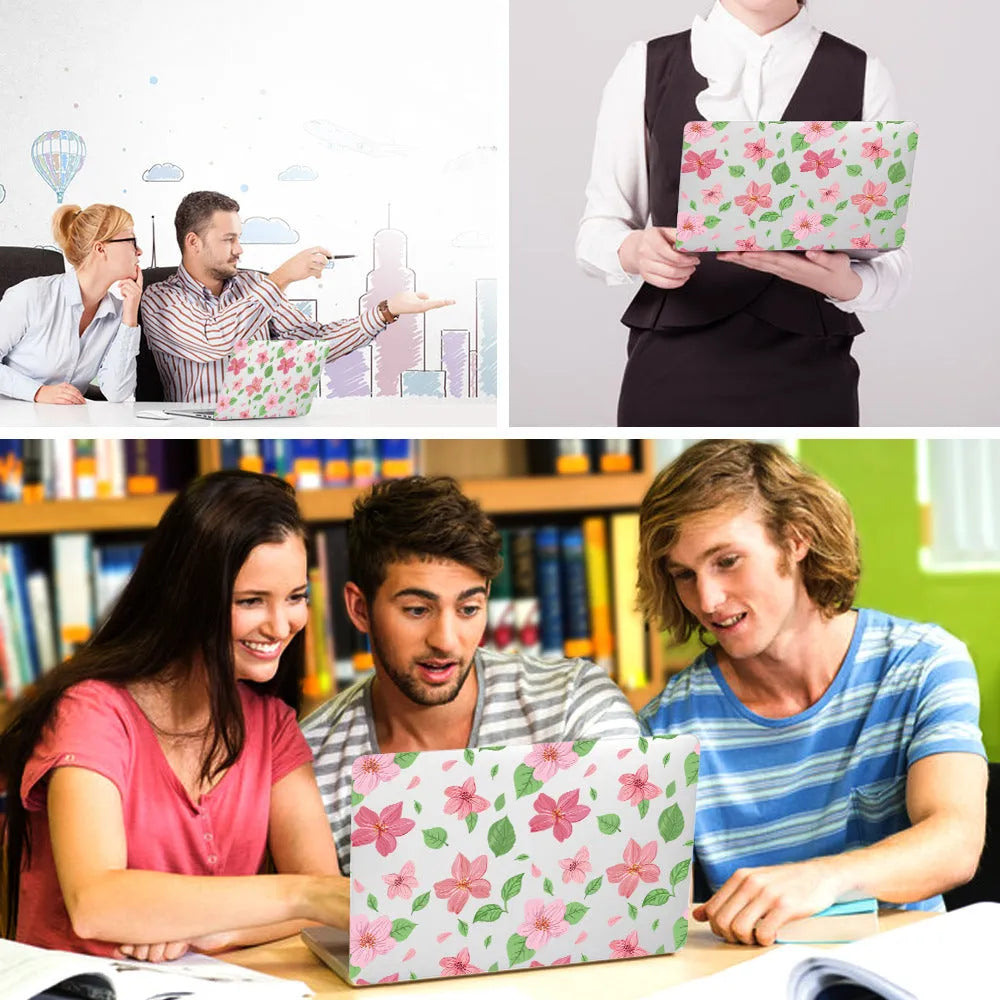 Plastic protective shell with flower pattern for Apple MacBook Air and Retina laptops
