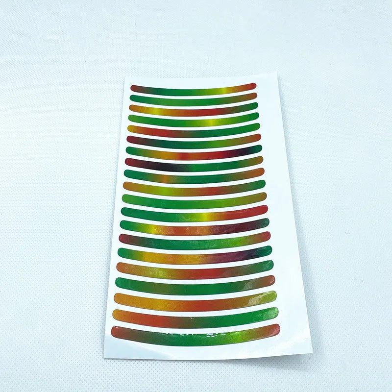 20PCs car wheel hub reflective sticker set showing arc pattern design on PVC material