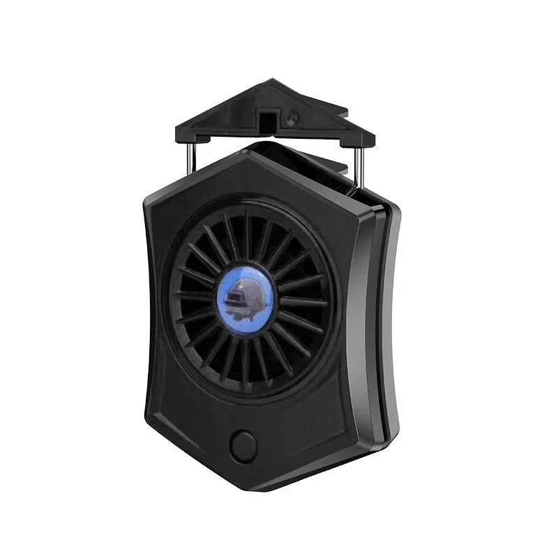 Black mobile phone cooling radiator with 120mm fan and USB cable for gaming smartphones