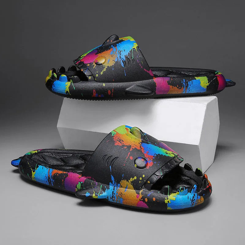 Couple shark design open toe EVA slippers available in multiple colours and sizes 36-45