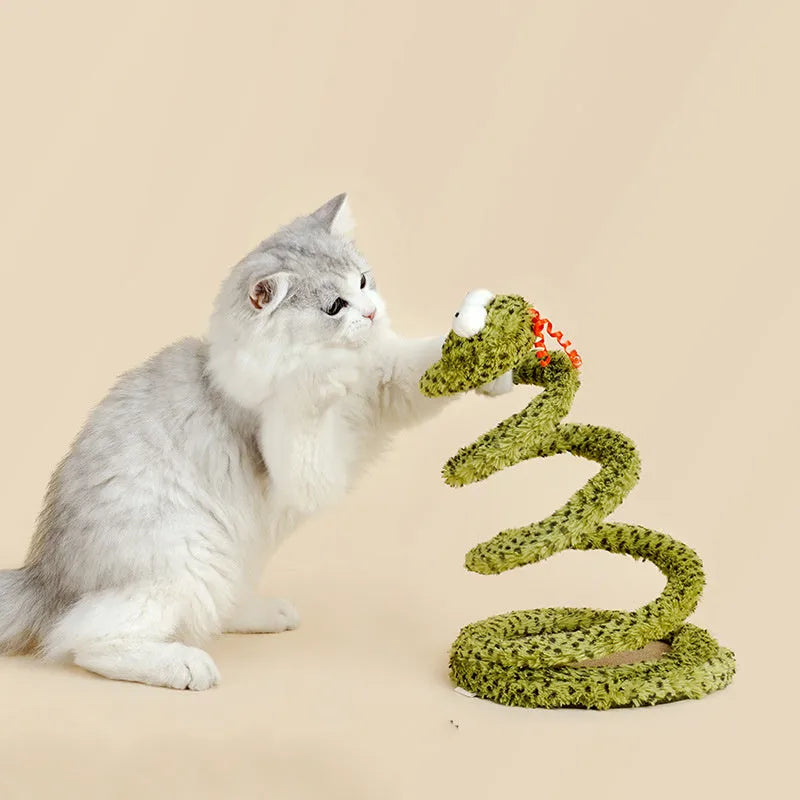 Green feather snake cat teasing stick on 140 cm pole with additional feather attachments