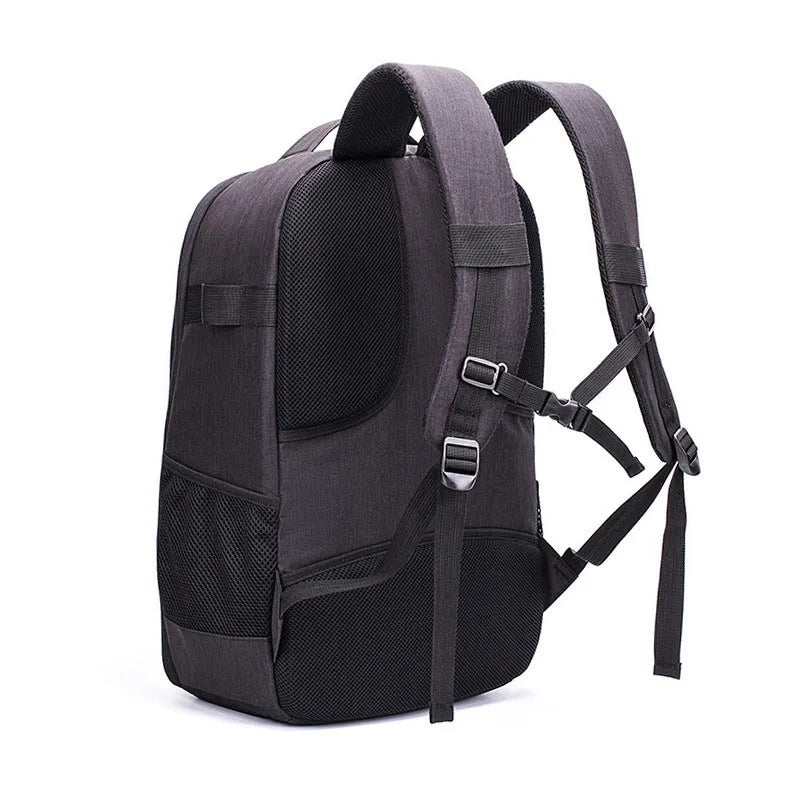 Black Oxford cloth UAV waterproof backpack with multiple compartments for drone and photography equipment