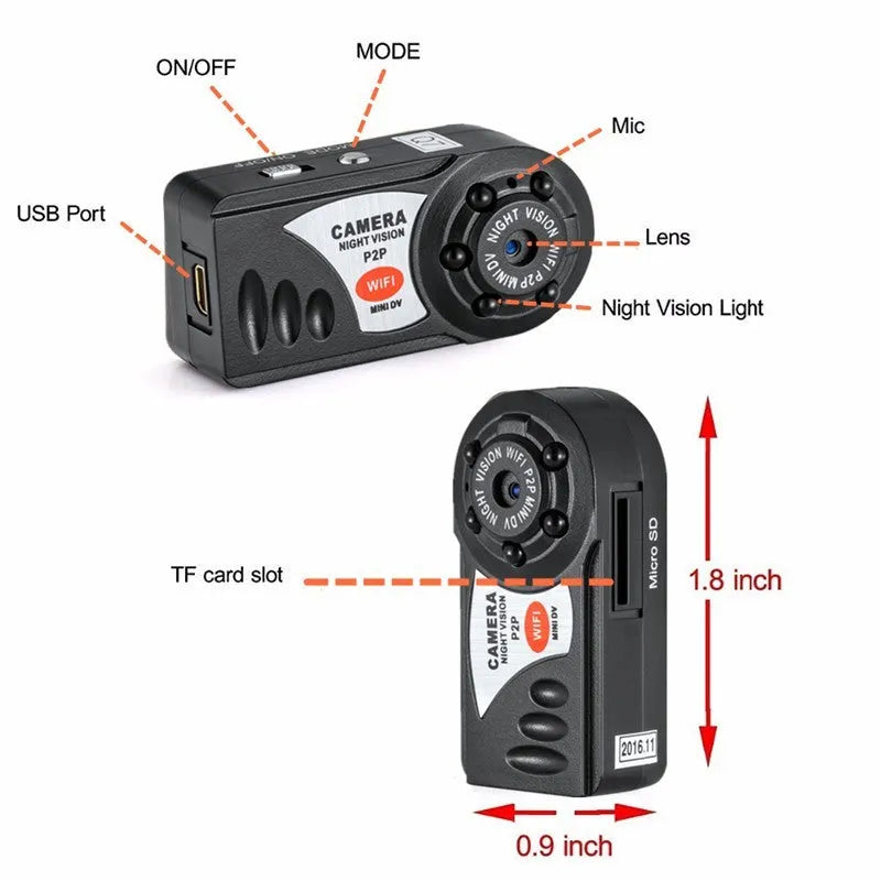 Black wireless Wi-Fi security camera with LCD screen and optical zoom lens
