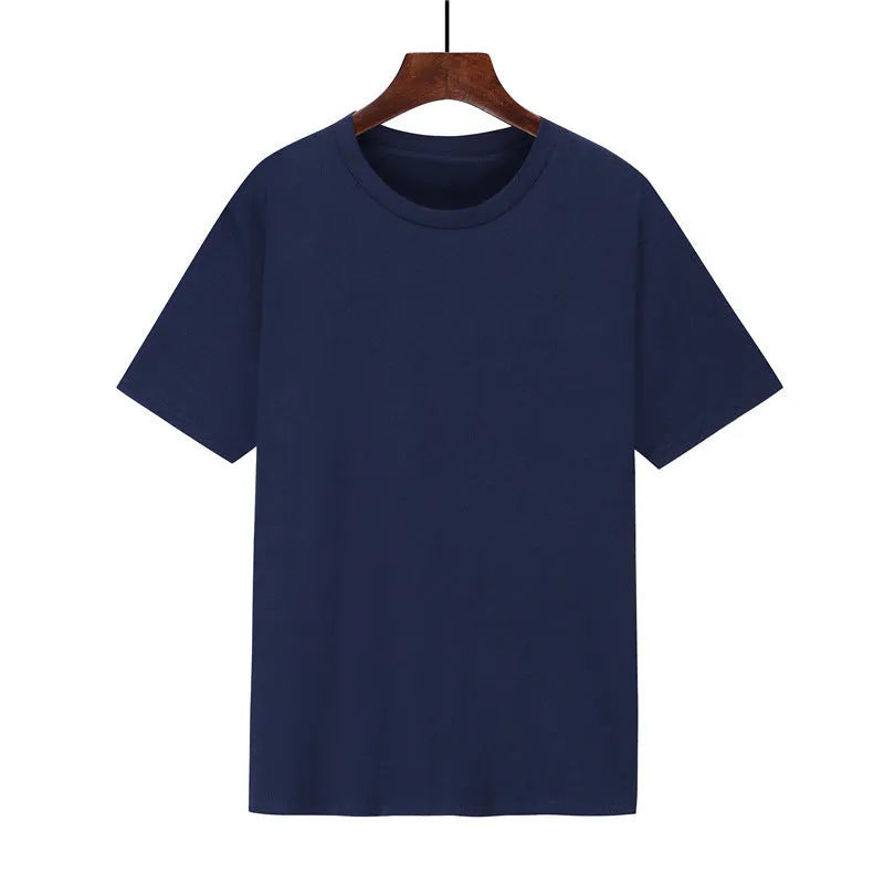 Black cotton T-shirt for men with loose-fitting short sleeves and printed design