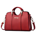 Women's PU shoulder bag handbag with zipper closure in wine red, 28.5x27x10cm
