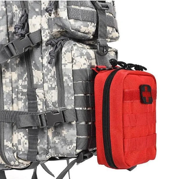 Tactical medical accessory bag in wear-resistant nylon with MOLLE webbing and Velcro closure