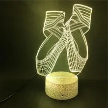 Ballet dancing shoes 3D LED night light with remote control showing seven colour options