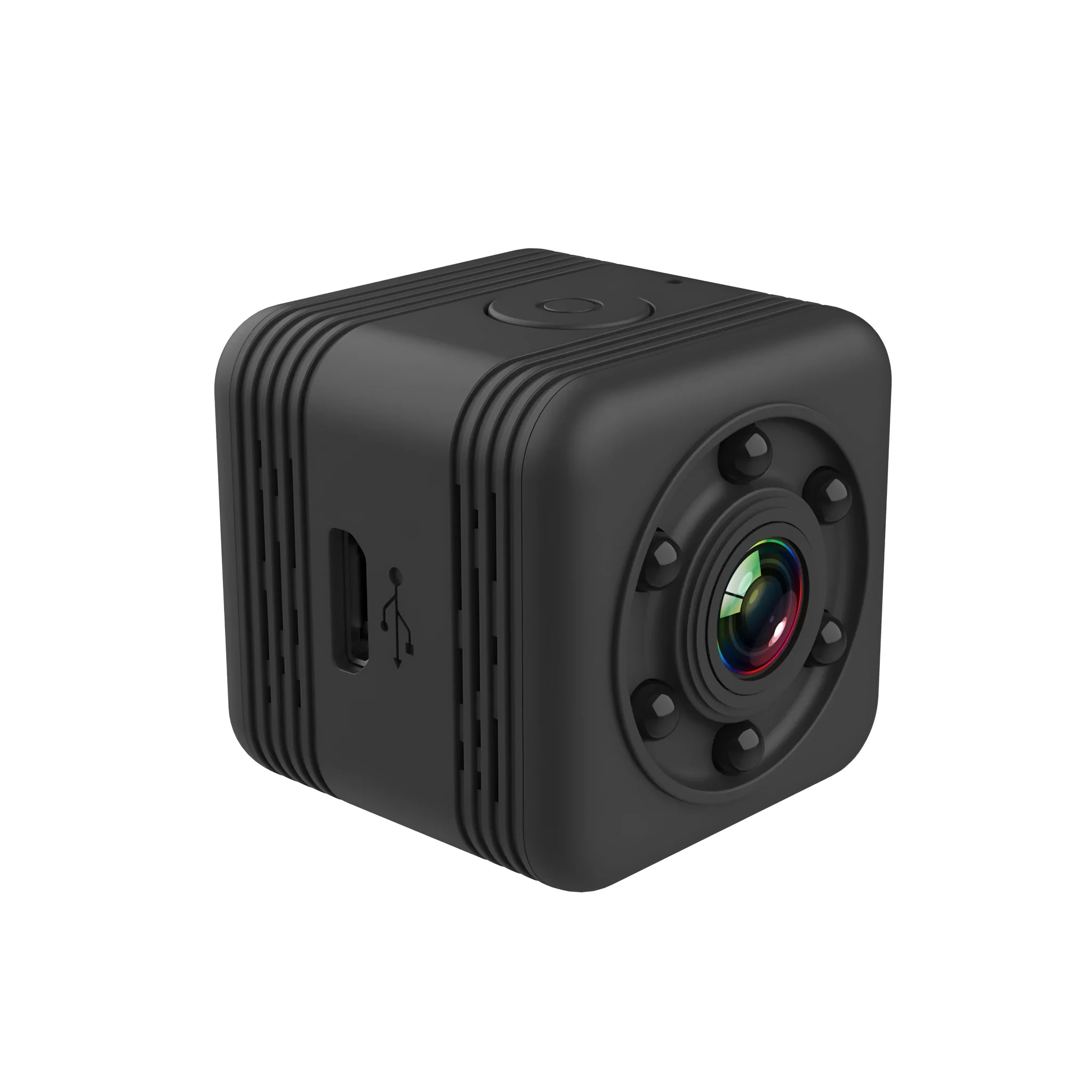 Black waterproof sports camera with 240 minute battery life for continuous action recording