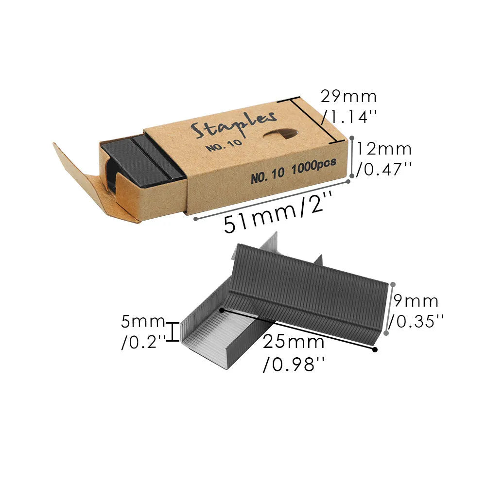 Box of 1000 metal stitching staples in a choice of black, purple, rose gold, or rose red.