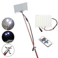 LED fishing rod light with telescopic pole and remote control for outdoor illumination