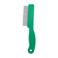 Green plastic handle stainless steel pin pet flea comb for dogs and cats