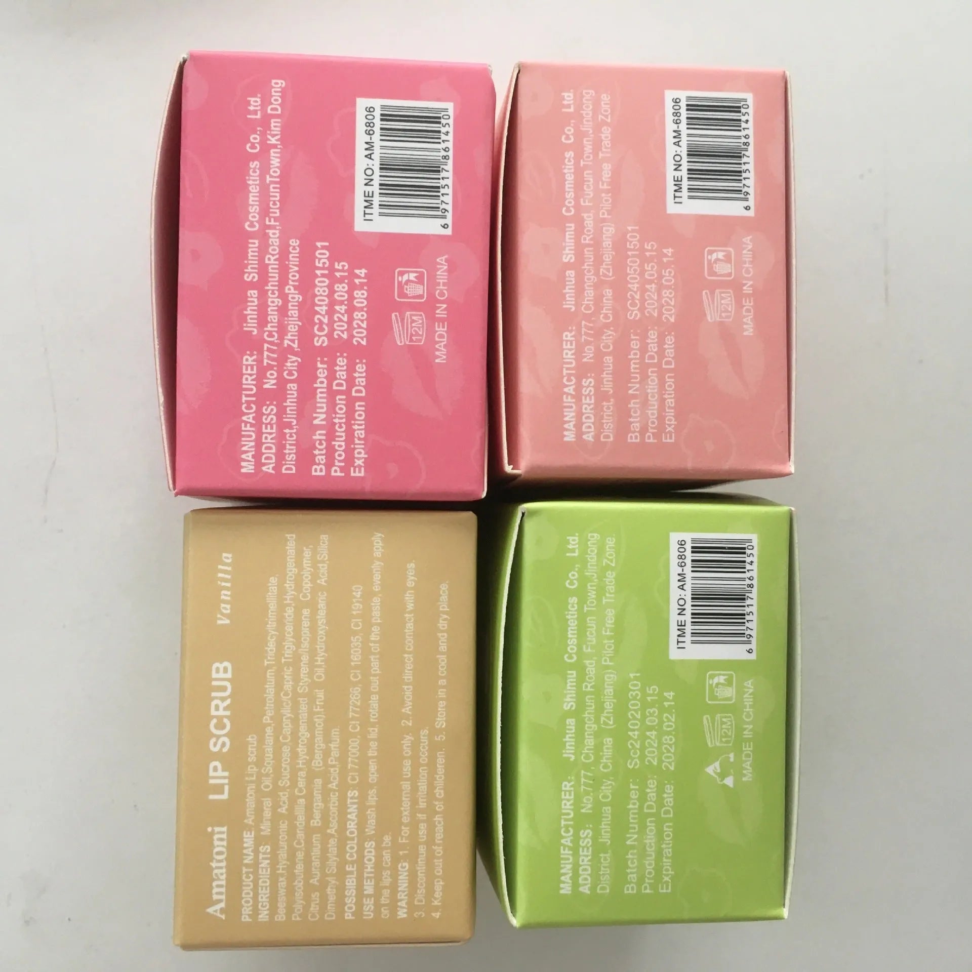 Amatoni lip scrub cream pot in fruit flavours for exfoliating and moisturising lip care