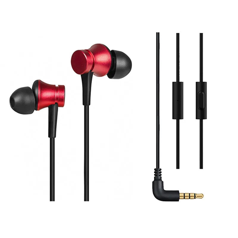 Piston wired in-ear headphones with 3.5mm connector in black, blue and red colour options