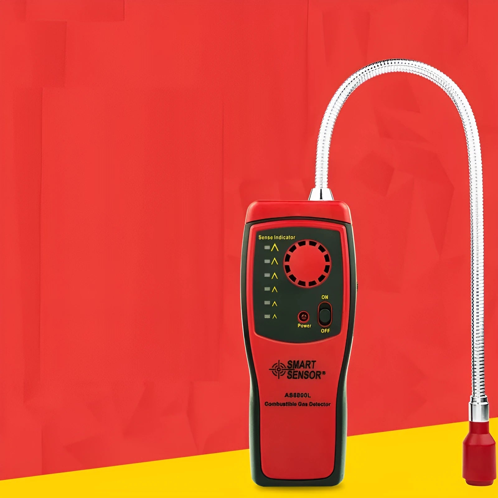 AS8800L portable flammable gas detector with LED display showing natural gas methane detection