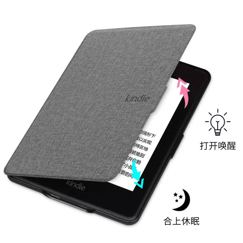 Hard plastic leather-style protective case for Kindle Paperwhite with magnetic closure in multiple colours.