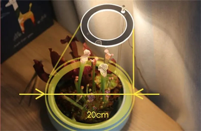 USB powered LED plant grow light with full spectrum LEDs and acrylic mounting stick.