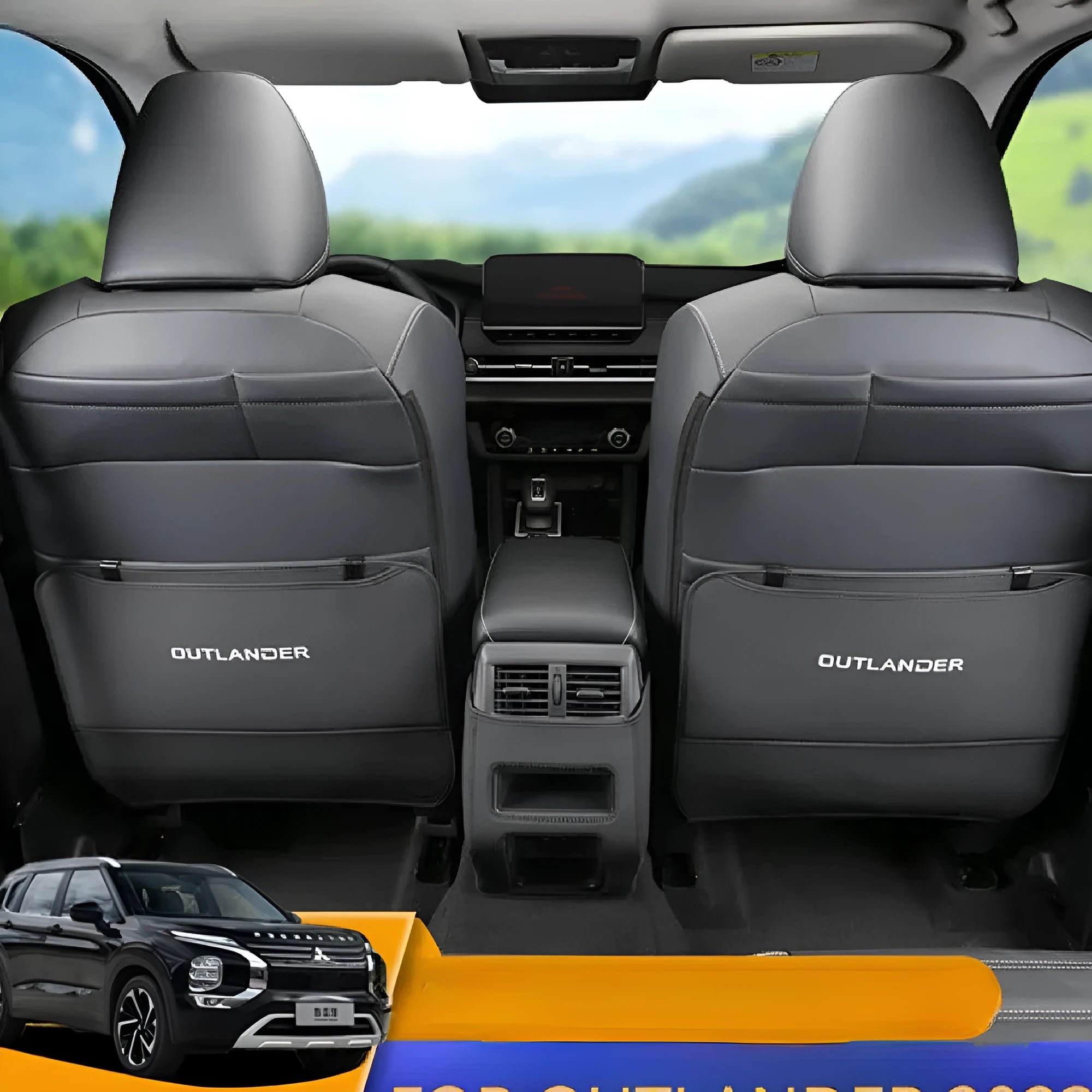 Mitsubishi Outlander leather anti-kick pad set of 3 pieces for seat armrest and console protection