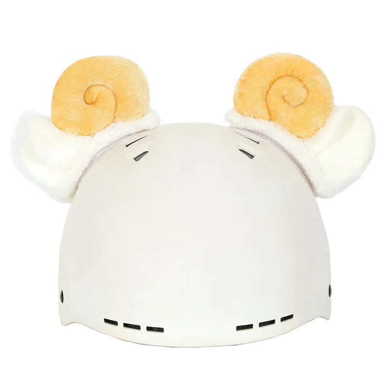 Plush fabric cartoon character helmet cover and matching hat cover set for costumes.