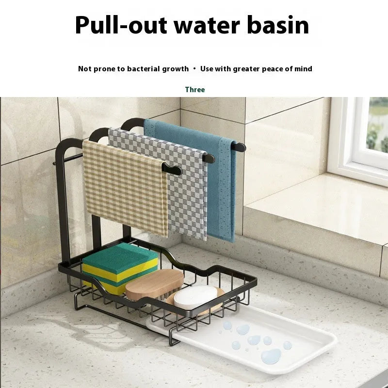 Foldable plastic kitchen storage rack with new Chinese style design for dishcloth organisation