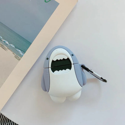 Shark design soft silicone protective case for Apple AirPods 1st and 2nd generation.
