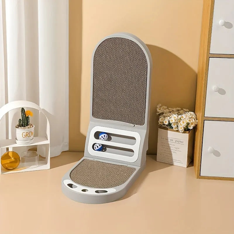 L-shape cat scratching board with sisal scratching surface and carpet base