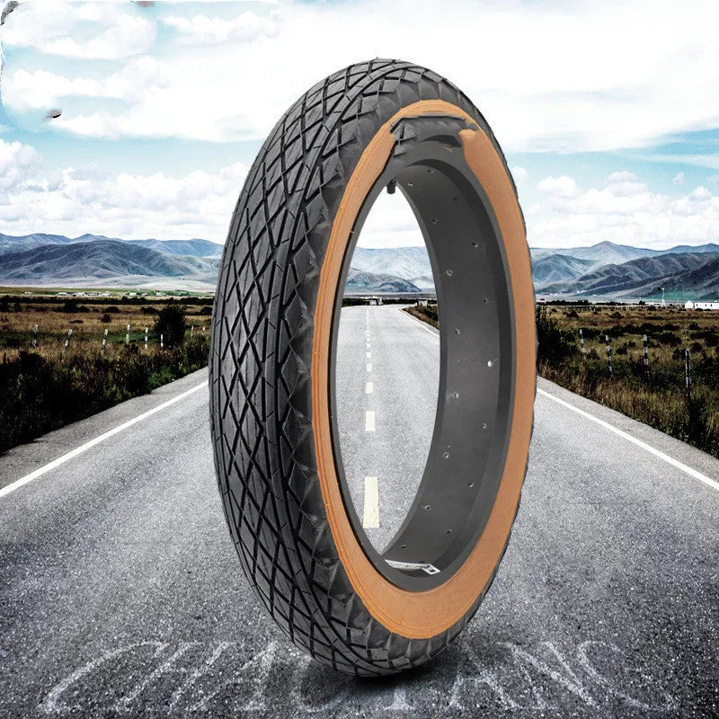 Brown skin edge rubber tyre for snowmobiles and electric beach cars, size 20x4.0 inches.