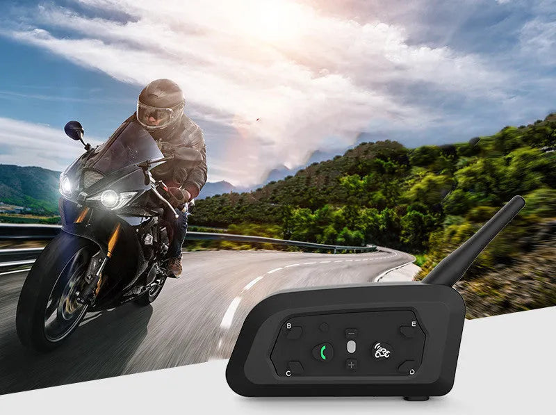 V6 Pro motorcycle helmet Bluetooth intercom unit with headphone and mounting accessories