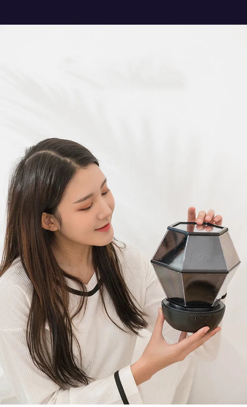 Children's rotating stars LED night light projector with three colour lighting effects