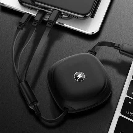 Telescopic 3-in-1 charging cable extended to 120 cm with titanium alloy connectors