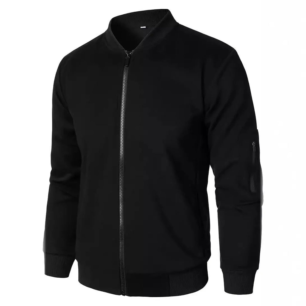 Men's loose fit knitted jacket in cotton with polyester lining shown in business casual style
