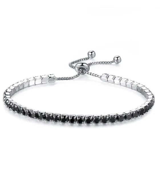 Star Shining Bracelet in silver with platinum finish and zircon stone, 27cm length