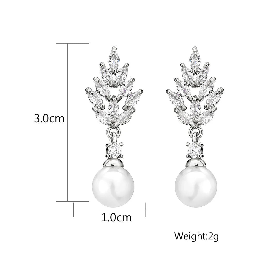 Geometric floral earrings with micro inlaid zircon in gold, platinum, or rose gold plated finish