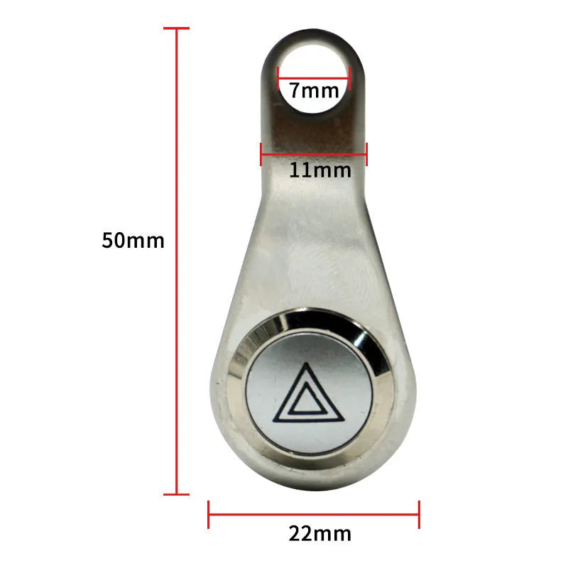Black stainless steel motorcycle double flash switch with illuminated light ring and metal button.