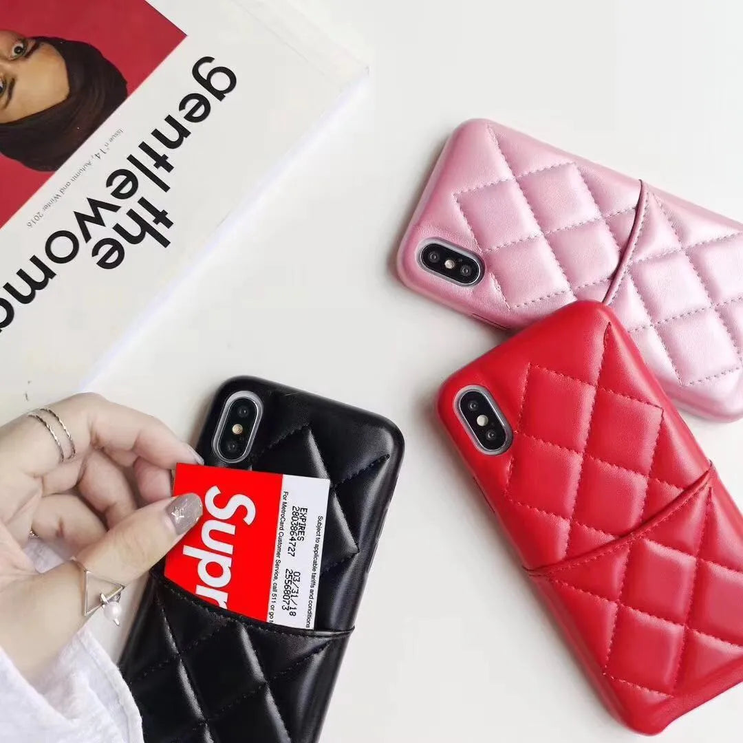 Leather mobile phone case for iPhone XS Max in black, pink and red colours