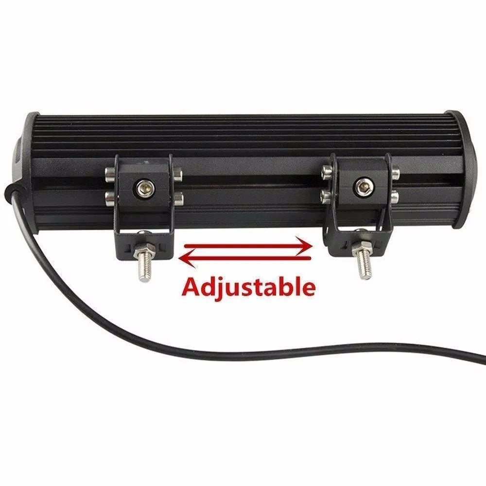 Black aluminium alloy 72W double row LED roof light for off-road vehicles and trucks.