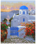 DIY digital oil painting kit with sea view villa design on 40x50cm linen canvas