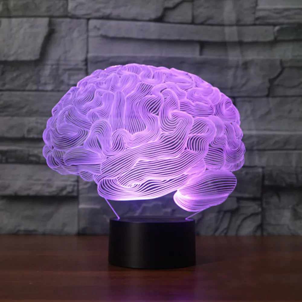3D acrylic desk lamp with LED colour change lighting and remote control on 8cm ABS base