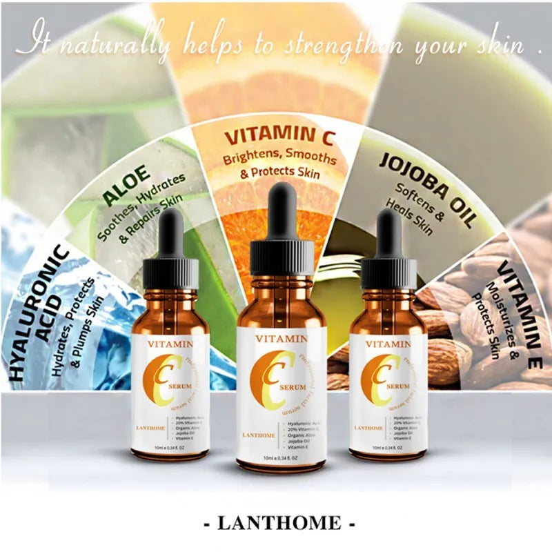 Vitamin C hyaluronic acid facial serum bottle for skin brightening and moisturising