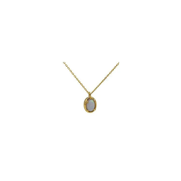 S925 sterling silver pendant necklace with geometric oval design and 14K gold plating