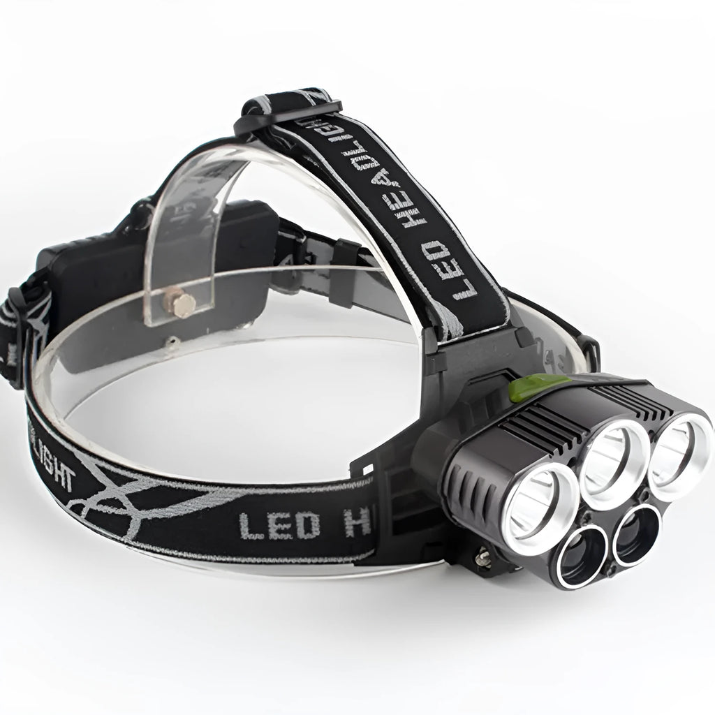 Head-mounted camping headlamp with waterproof construction and long-range fixed focus beam
