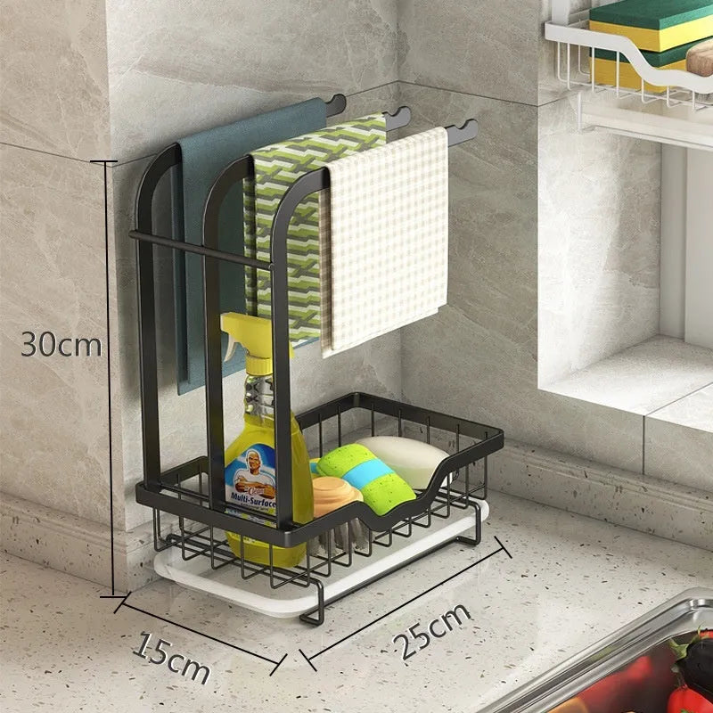 Foldable plastic kitchen storage rack with new Chinese style design for dishcloth organisation