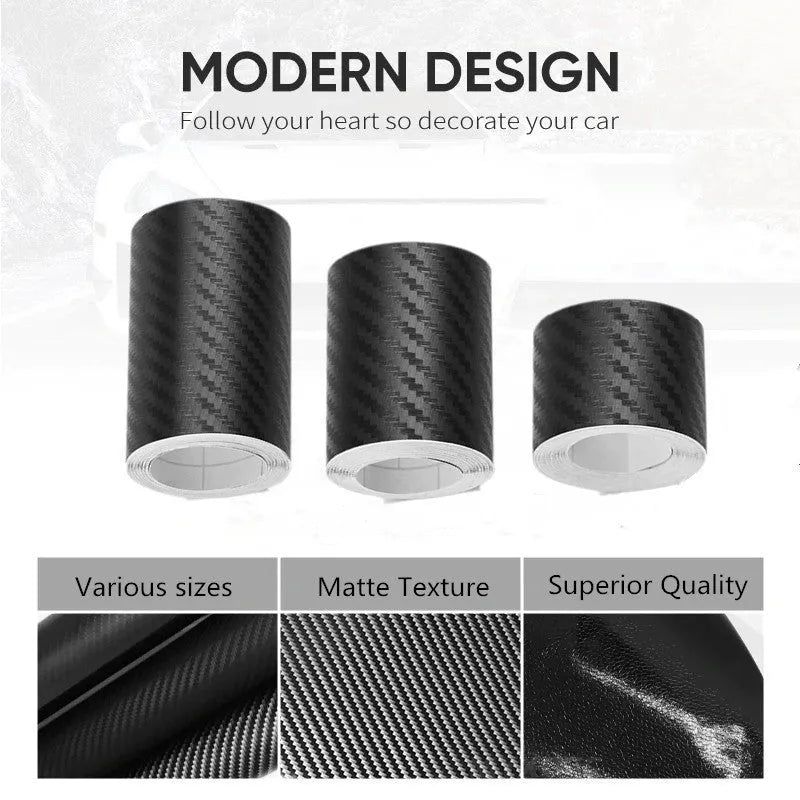 Matte black 3D carbon fibre adhesive roll for car door sill and bumper protection