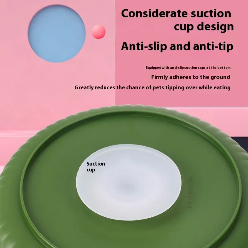 Pet feeding bowl with rotating slow food mat and anti-choke silicone pad in multiple colour options