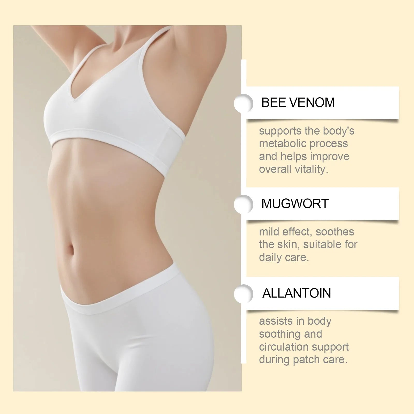 Herbal body shaping navel stickers pack of 10 patches with bee venom and argy wormwood for belly slimming