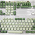 Matcha coloured PBT keycap set with 124 keys showing multiple language legend options