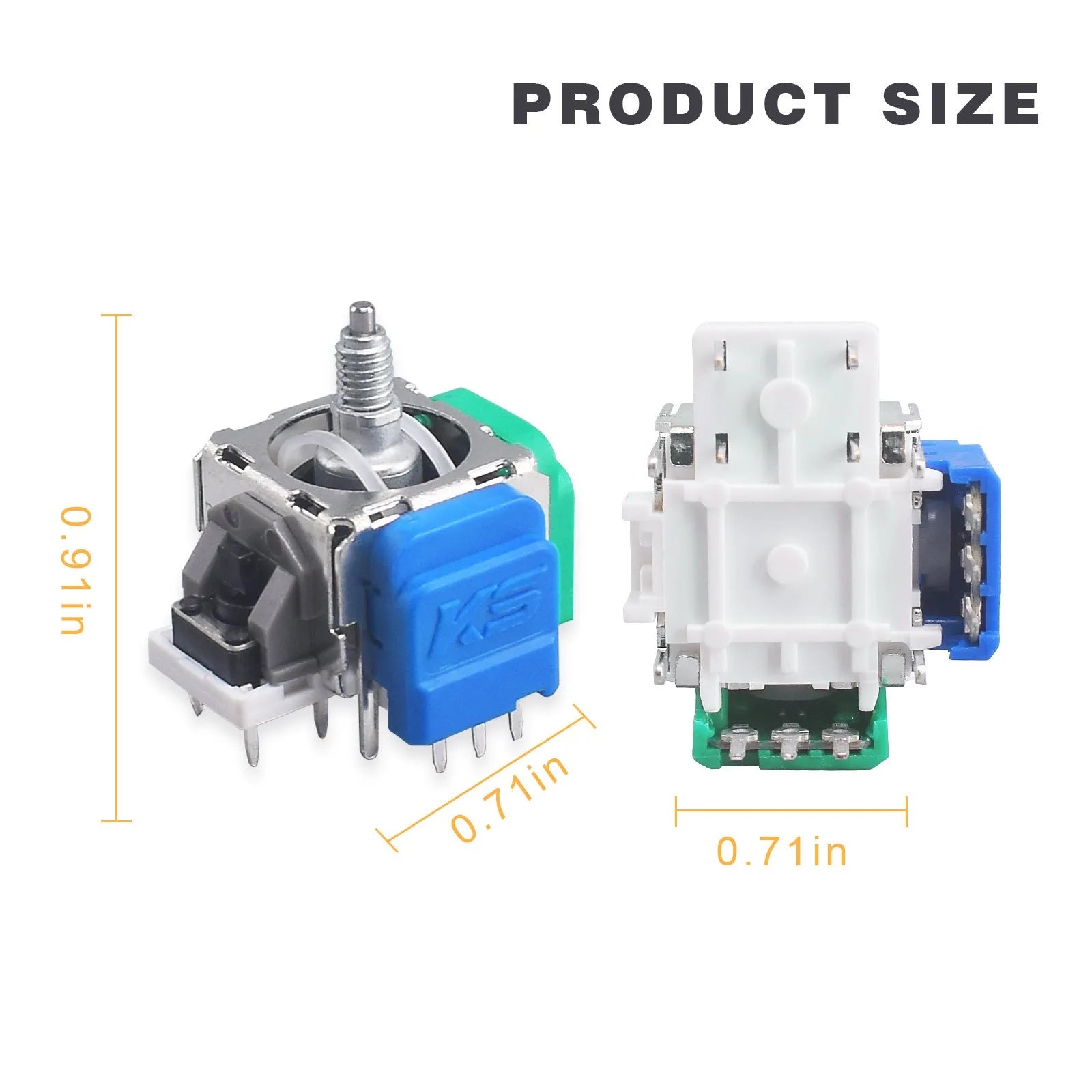 Hall effect magnetic joystick replacement module for PS5, PS4, Switch and XBOX game controllers.