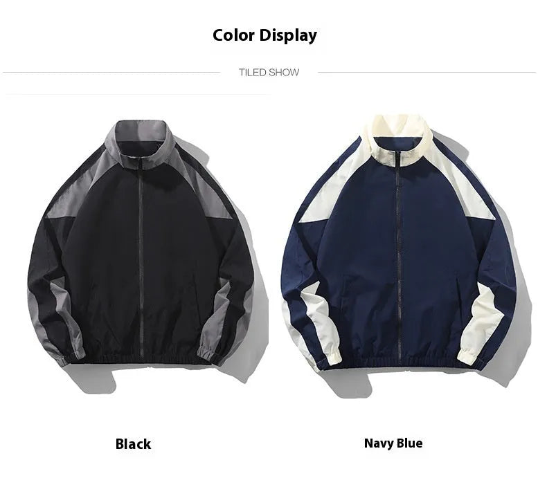 Men's black casual jacket with contrast stitching and side seam pockets