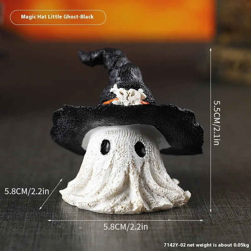Resin wizard hat ornament in black and purple colours for Halloween and holiday decorating