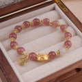 Glass floral glazed bracelet with animal zodiac modelling and electroplated red bead finish
